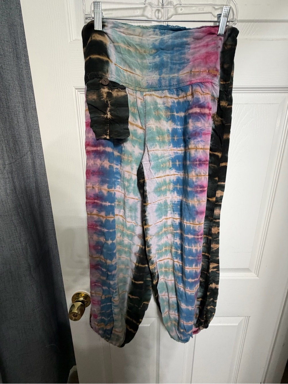 EARTHBOUND Tie-Dye Harem Sweatpants in Blue, Pink & Black